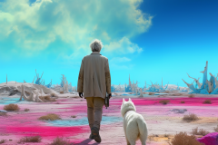 Mulewa_a_man_wandering_with_a_dog_in_the_style_of_technicolor_d_4990ac5d-9116-47c1-91e4-a13caa6f7836