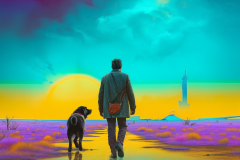 Mulewa_a_man_wandering_with_a_dog_in_the_style_of_technicolor_d_5c84df12-1637-4a00-af93-cc5780560486