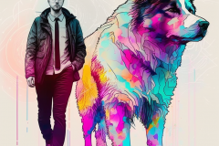 Mulewa_a_psychadelic_picture_of_a_man_on_a_walk_with_his_samoye_37caafd2-edc5-44a6-a246-f2e1e72f12c3