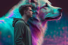 Mulewa_a_psychadelic_picture_of_a_man_on_a_walk_with_his_samoye_dba944ad-f238-466d-bb9c-2e7ed92e4d19