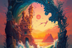 Mulewa_an_art_piece_with_the_sun_rising_over_an_ocean_scene_in__5d655fc3-460a-4117-ad0c-2b50e40d96af